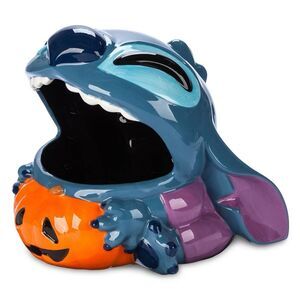 Disney Parks Halloween Decor Lilo & Stitch Holding Jack-O'-Lantern Candy Dish